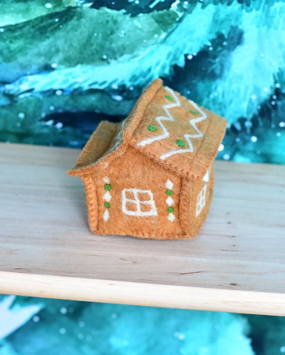 PREORDER: Felt Gingerbread House Green Door - Tara Treasures