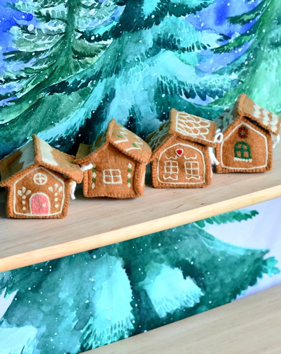 PREORDER: Felt Gingerbread House Green Door - Tara Treasures