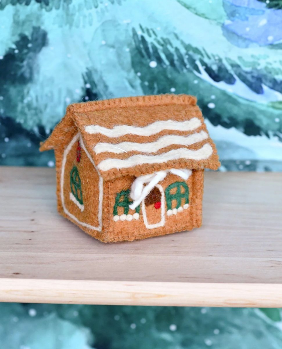 PREORDER: Felt Gingerbread House Green Windows - Tara Treasures