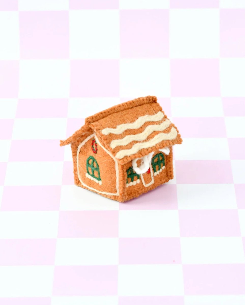 PREORDER: Felt Gingerbread House Green Windows - Tara Treasures