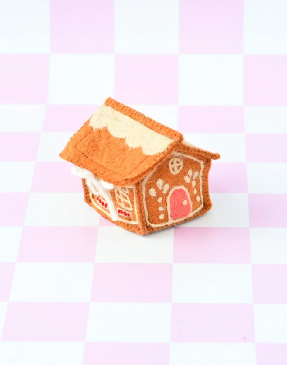 PREORDER: Felt Gingerbread House Pink Door - Tara Treasures