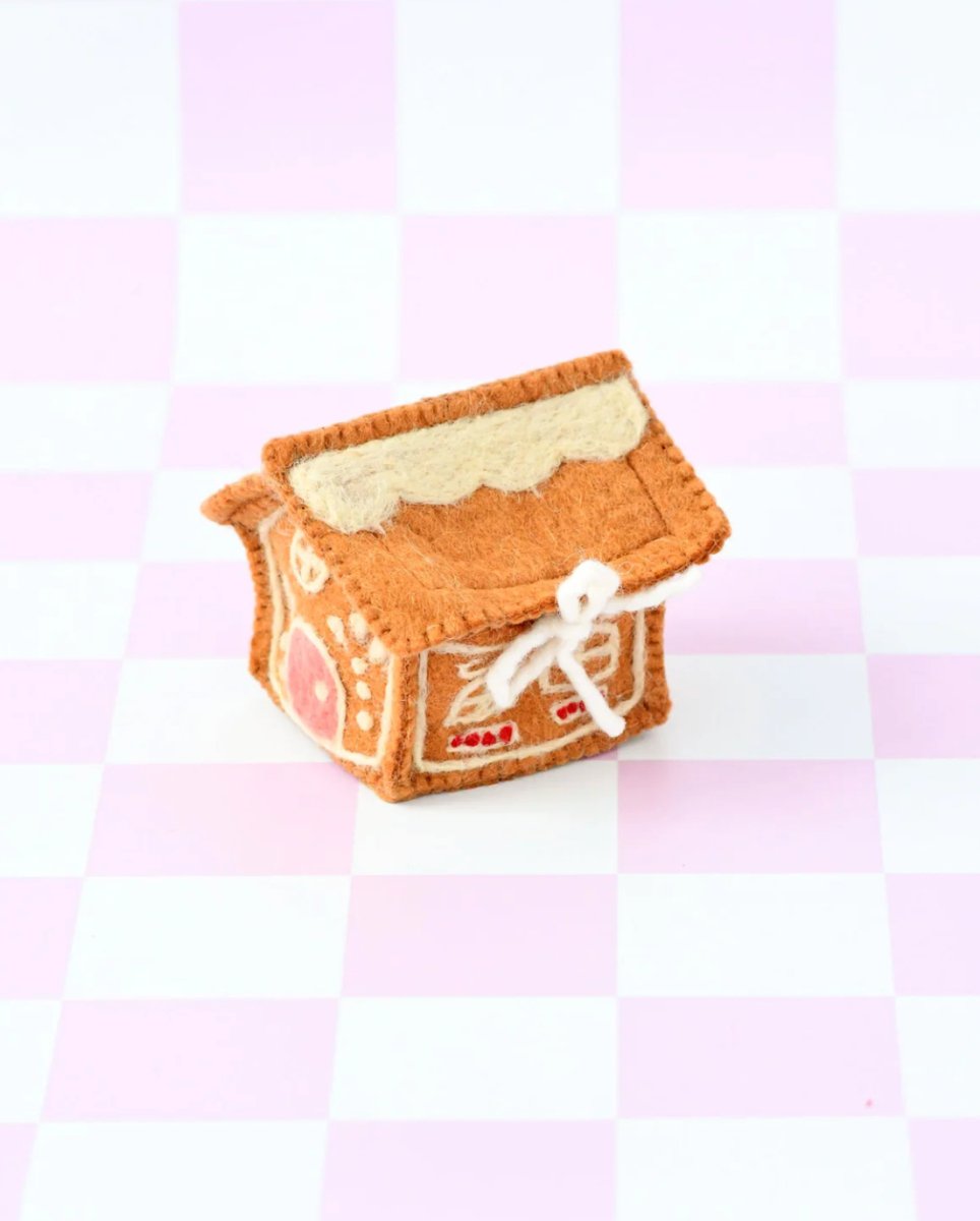 PREORDER: Felt Gingerbread House Pink Door - Tara Treasures