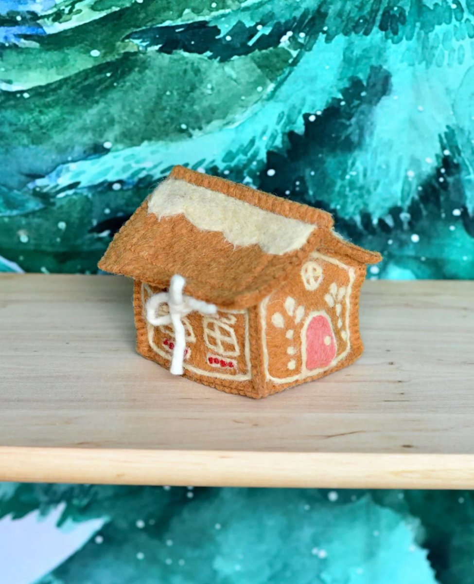 PREORDER: Felt Gingerbread House Pink Door - Tara Treasures