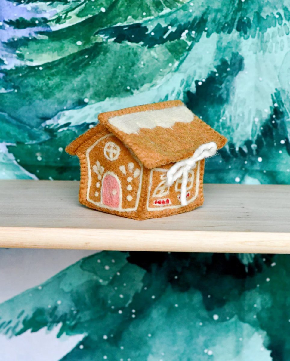 PREORDER: Felt Gingerbread House Pink Door - Tara Treasures