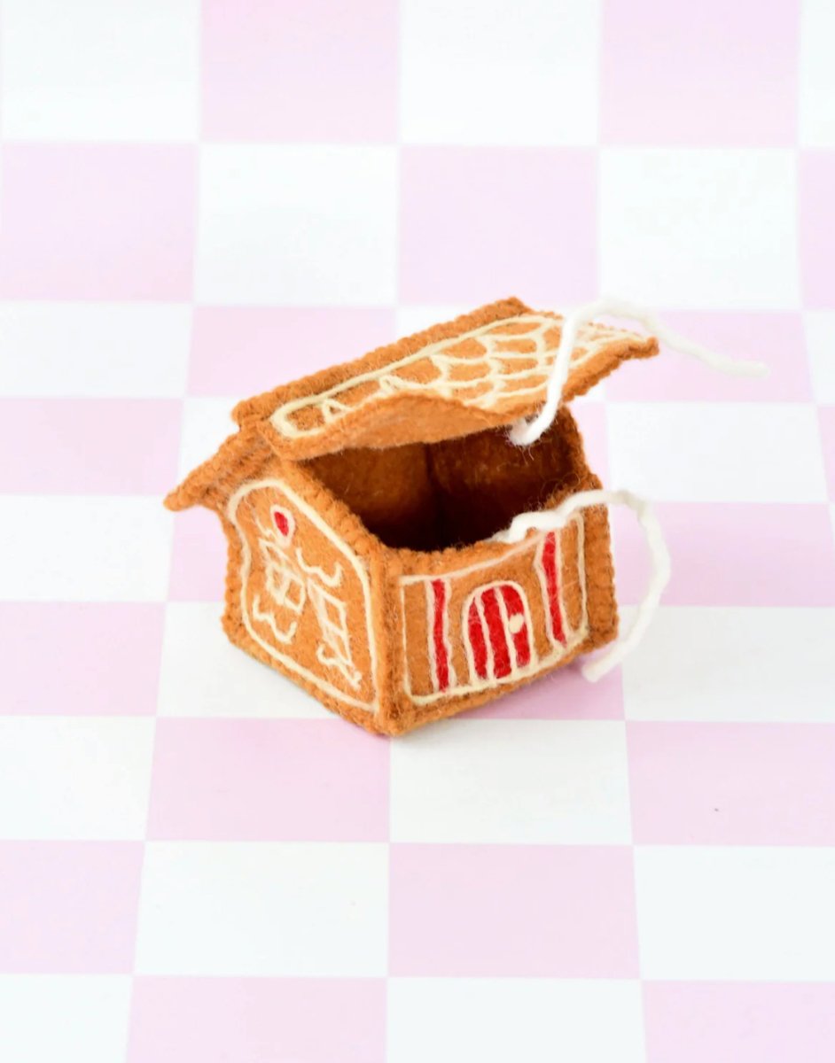 PREORDER: Felt Gingerbread House Red Door - Tara Treasures