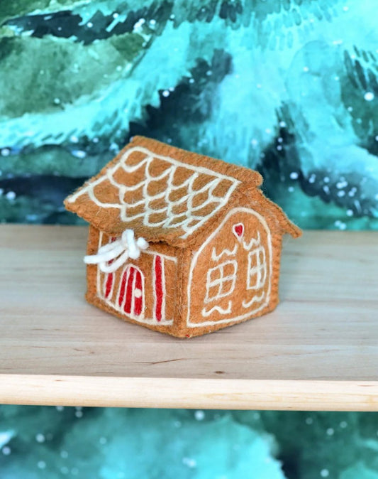 PREORDER: Felt Gingerbread House Red Door - Tara Treasures