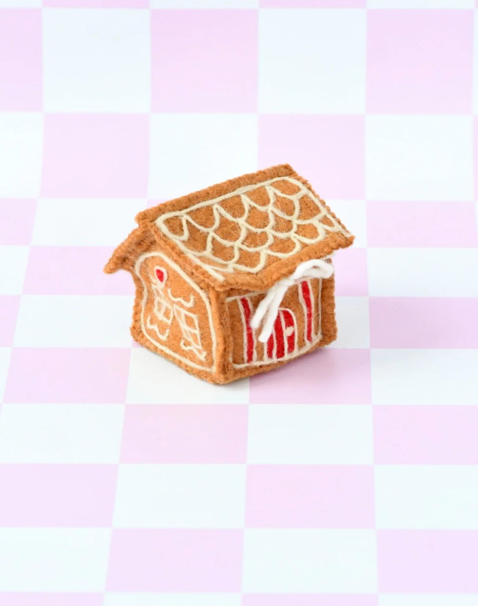 PREORDER: Felt Gingerbread House Red Door - Tara Treasures