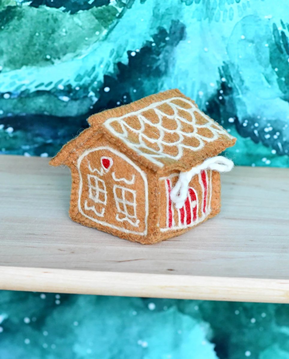 PREORDER: Felt Gingerbread House Red Door - Tara Treasures