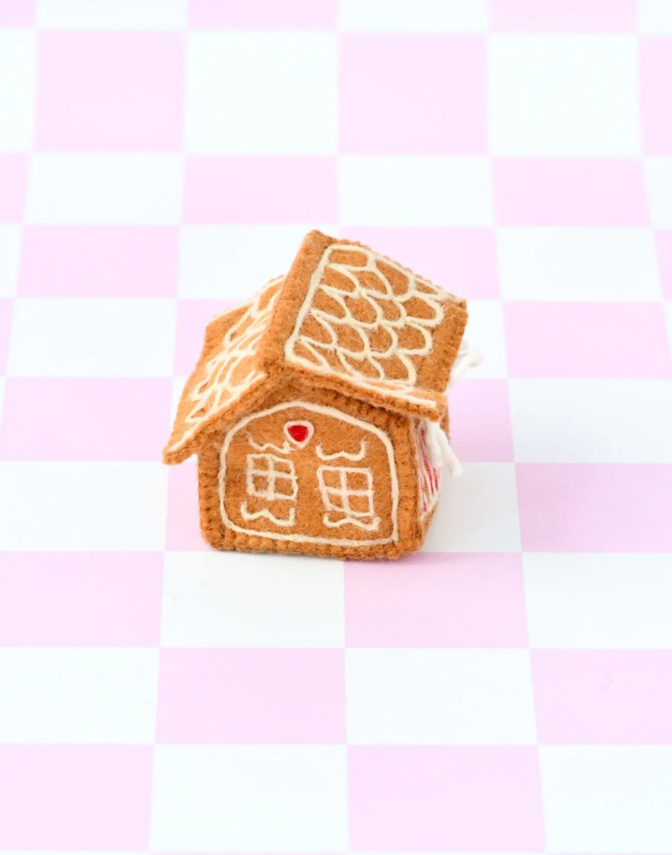 PREORDER: Felt Gingerbread House Red Door - Tara Treasures