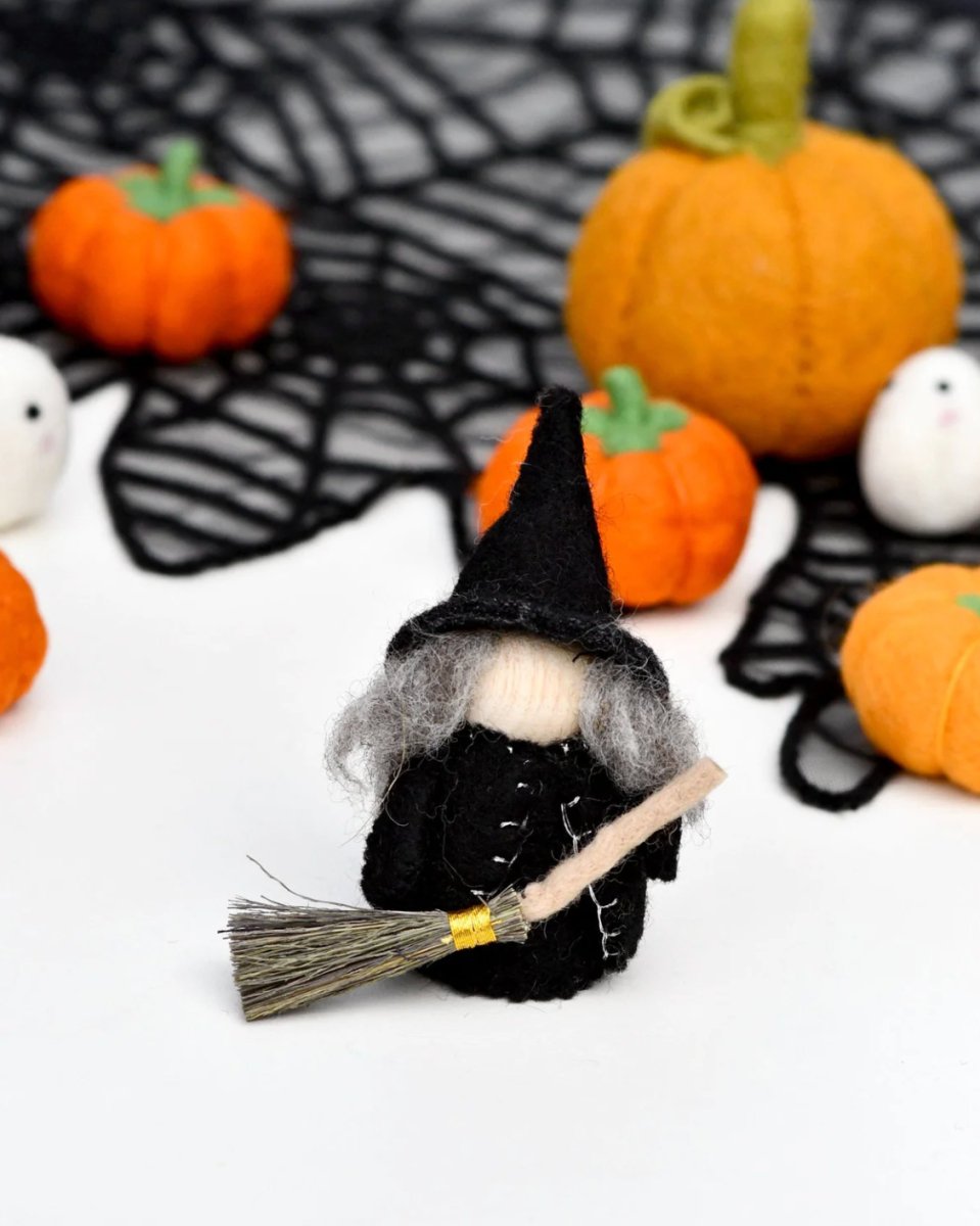 PREORDER: Felt Grand High Witch with Broom Peg Doll - Tara Treasures