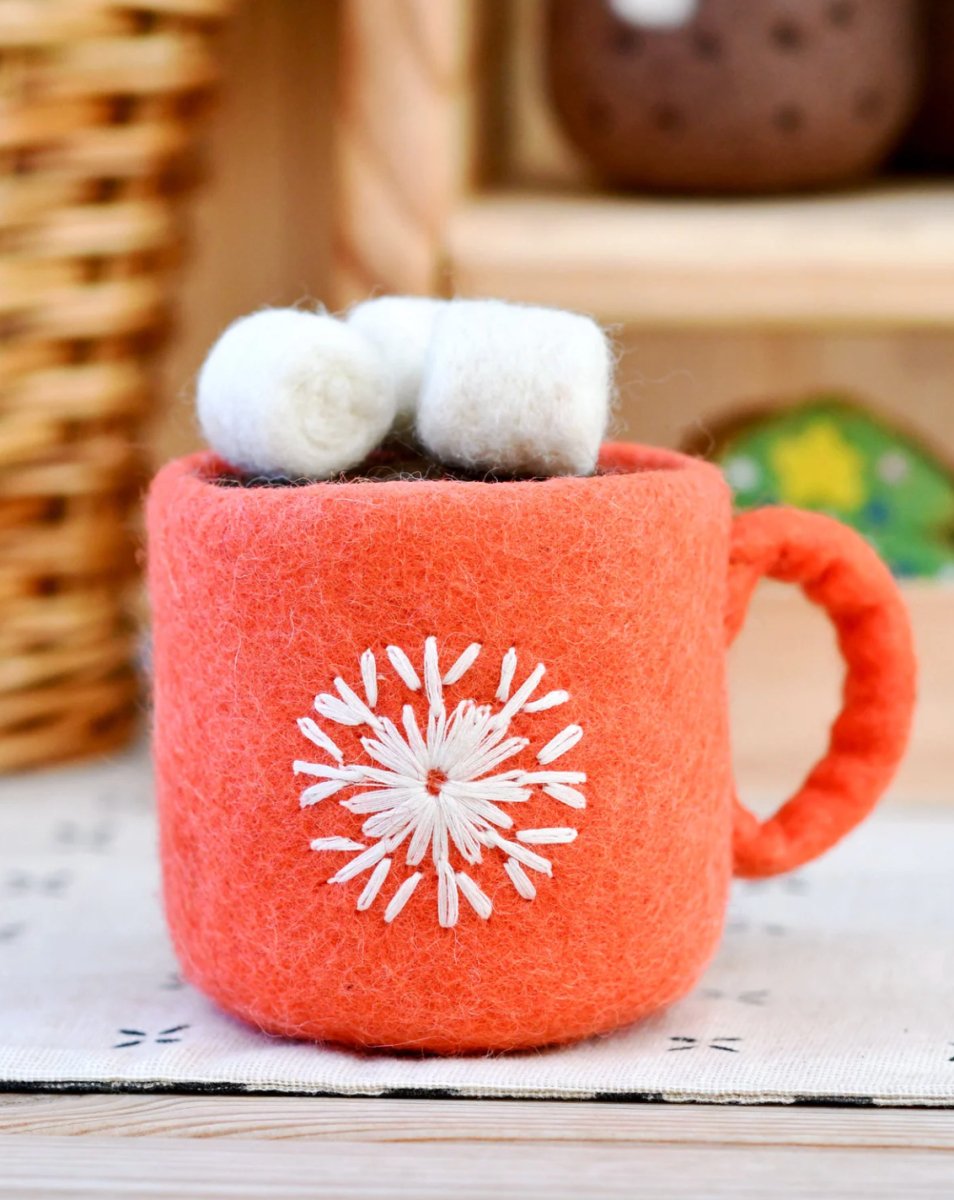 PREORDER: Felt Hot Chocolate Cacao with Marshmallows (Red Cup) - Tara Treasures