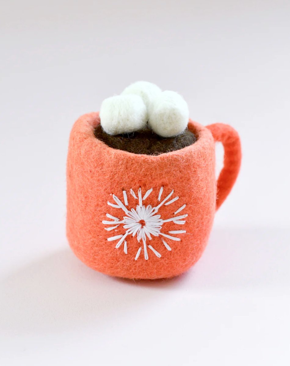 PREORDER: Felt Hot Chocolate Cacao with Marshmallows (Red Cup) - Tara Treasures