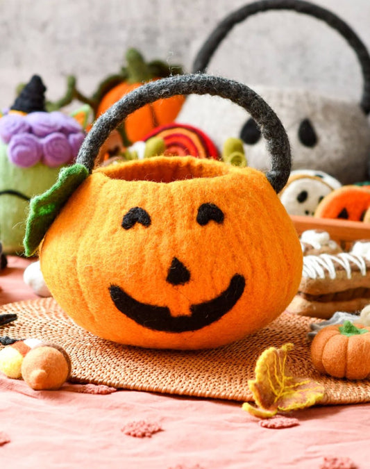 PREORDER: Felt Jack O' Lantern Pumpkin Bag - Tara Treasures