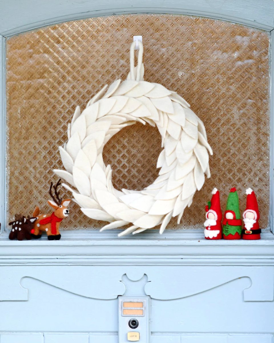 PREORDER: Felt Leaves Wreath (White) - Tara Treasures