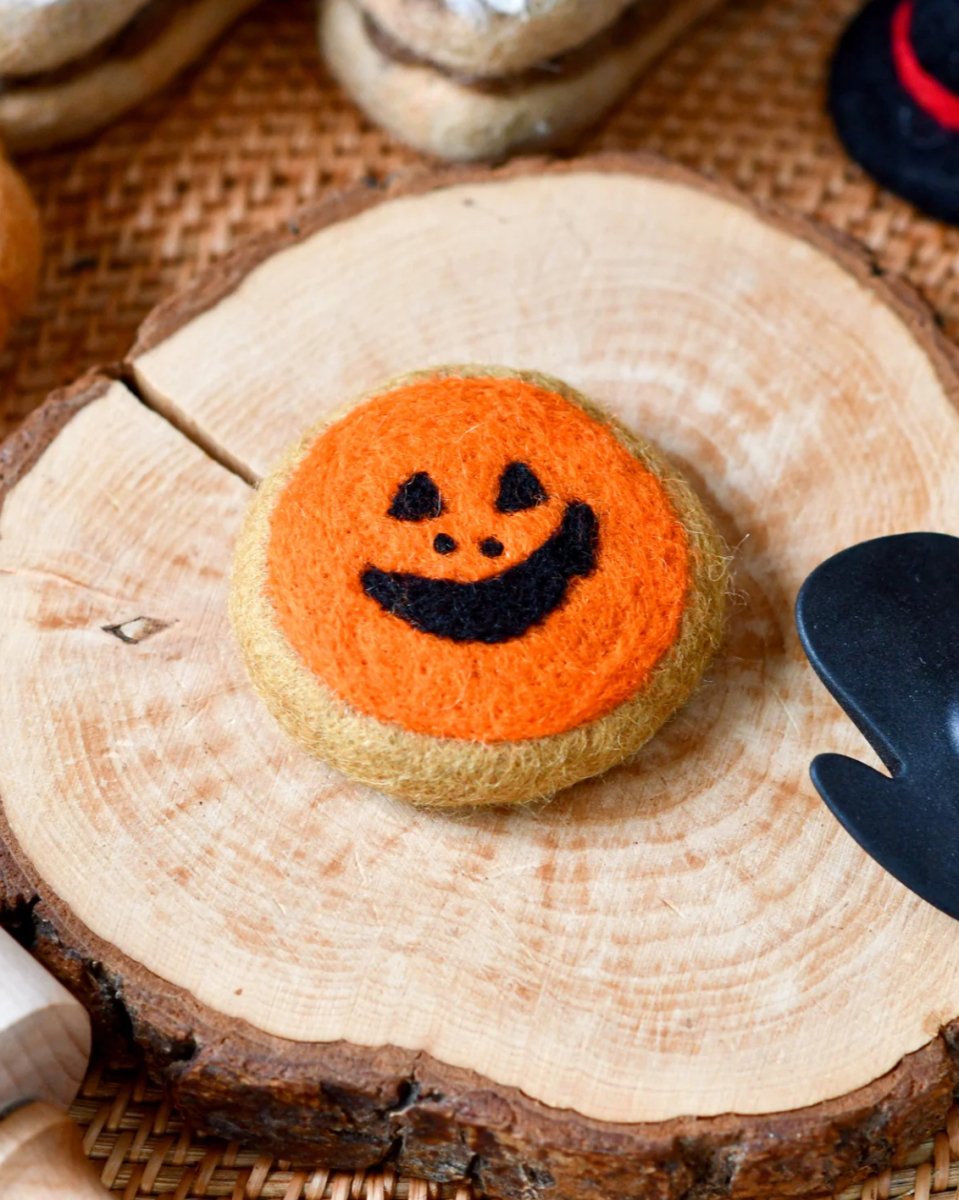 PREORDER: Felt Orange Jack O' Lantern Cookie - Tara Treasures