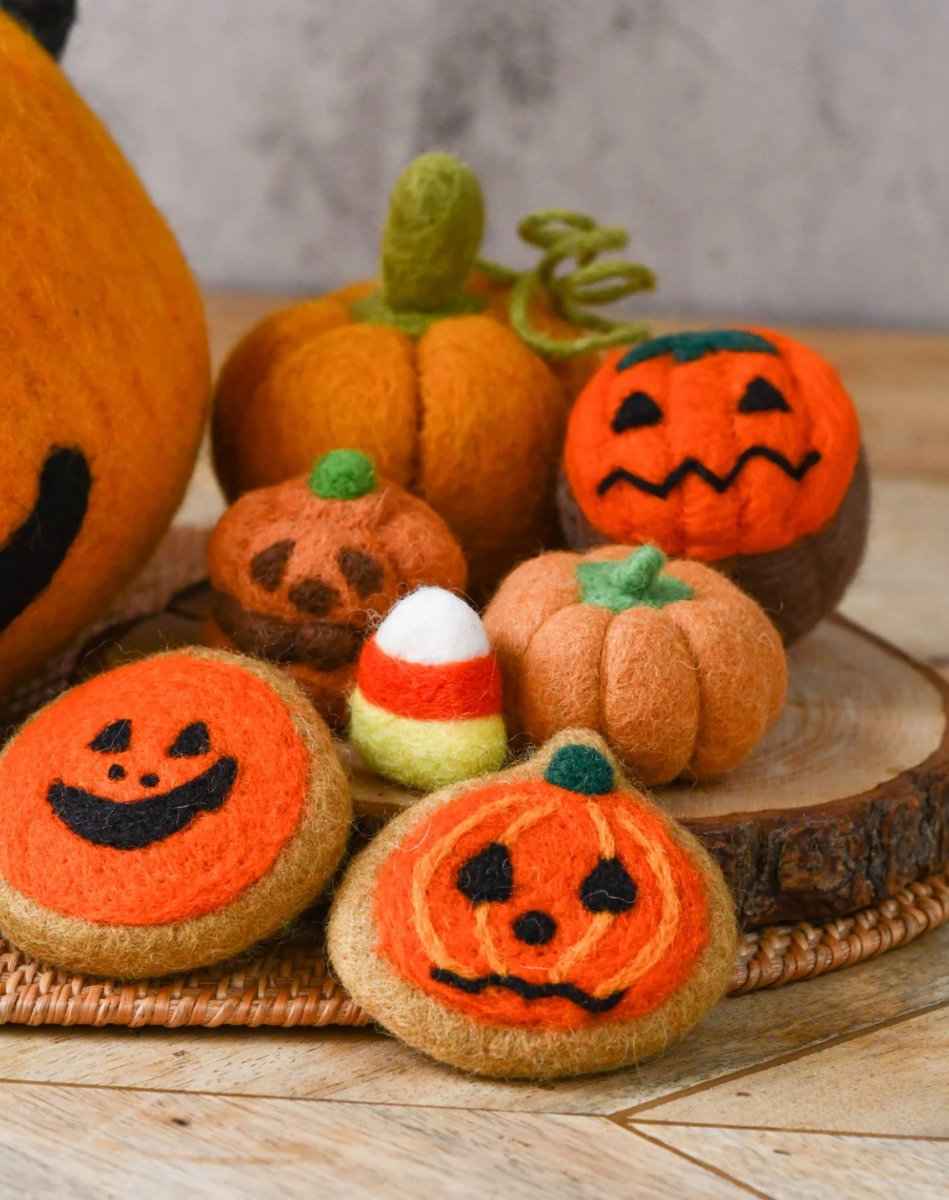 PREORDER: Felt Orange Jack O' Lantern Cookie - Tara Treasures