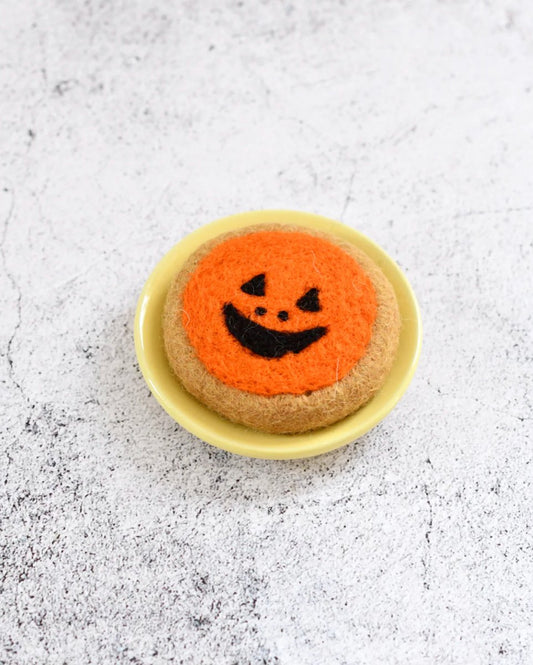 PREORDER: Felt Orange Jack O' Lantern Cookie - Tara Treasures