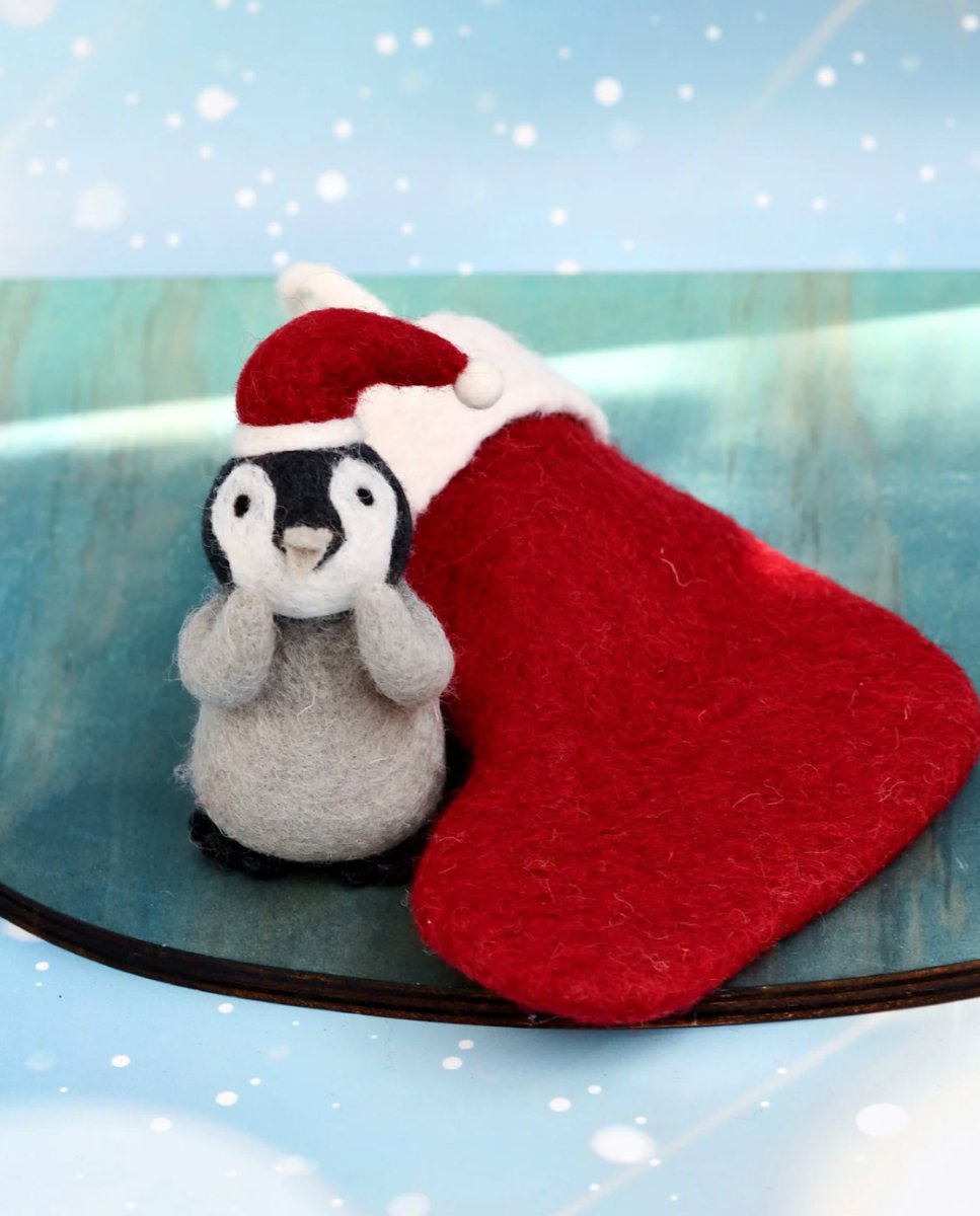 PREORDER: Felt Penguin in Christmas Stocking - Tara Treasures
