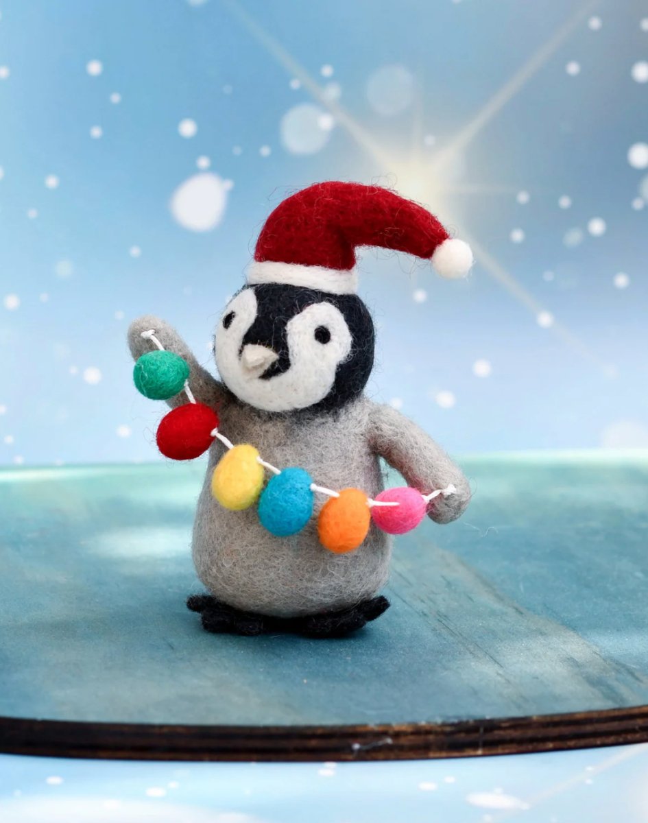 PREORDER: Felt Penguin with Festoon Light Bulbs - Tara Treasures