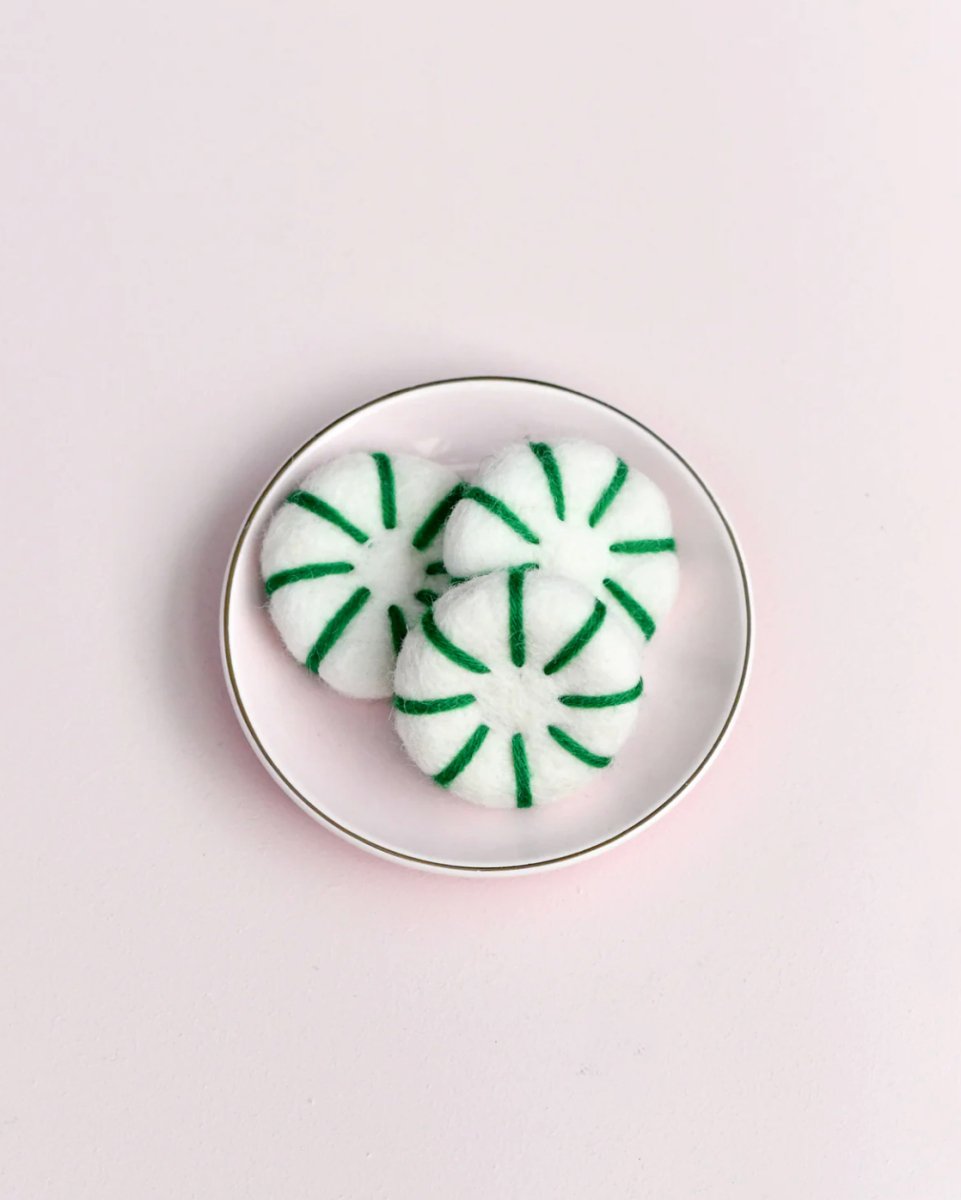 PREORDER: Felt Peppermint Candy Lollies (Green and White) set - Tara Treasures