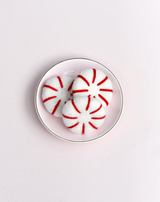 PREORDER: Felt Peppermint Candy Lollies (Red and White) set - Tara Treasures