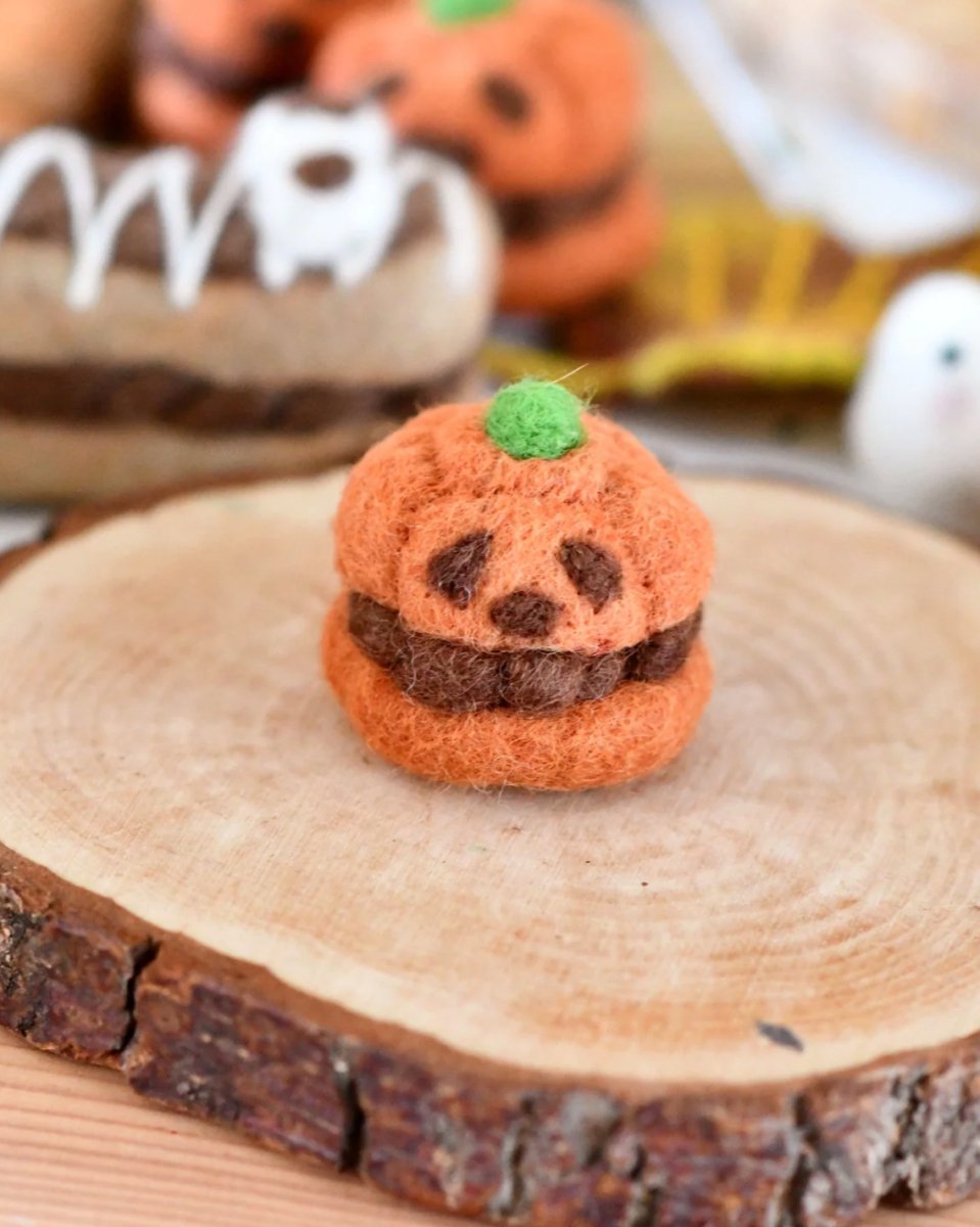 PREORDER: Felt Pumpkin Cream Puff for Halloween - Tara Treasures