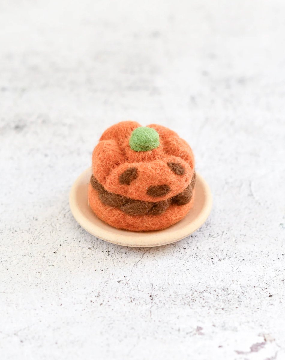 PREORDER: Felt Pumpkin Cream Puff for Halloween - Tara Treasures