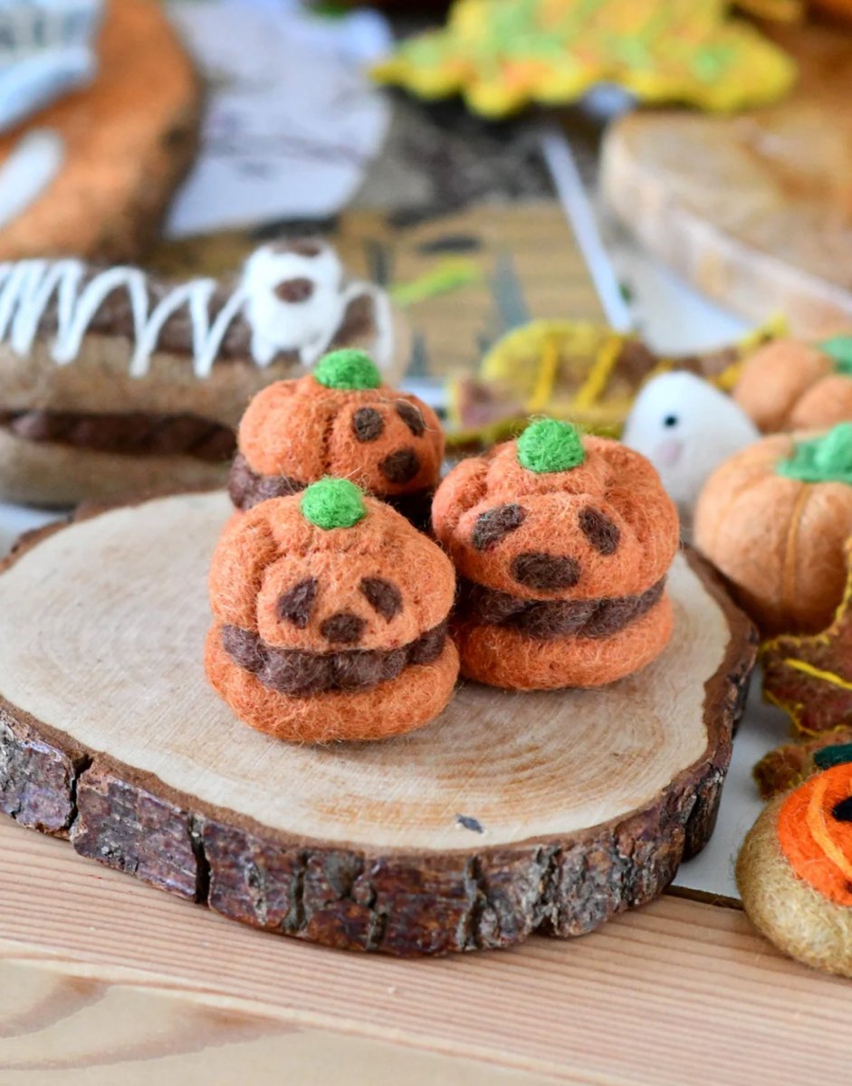 PREORDER: Felt Pumpkin Cream Puff for Halloween - Tara Treasures