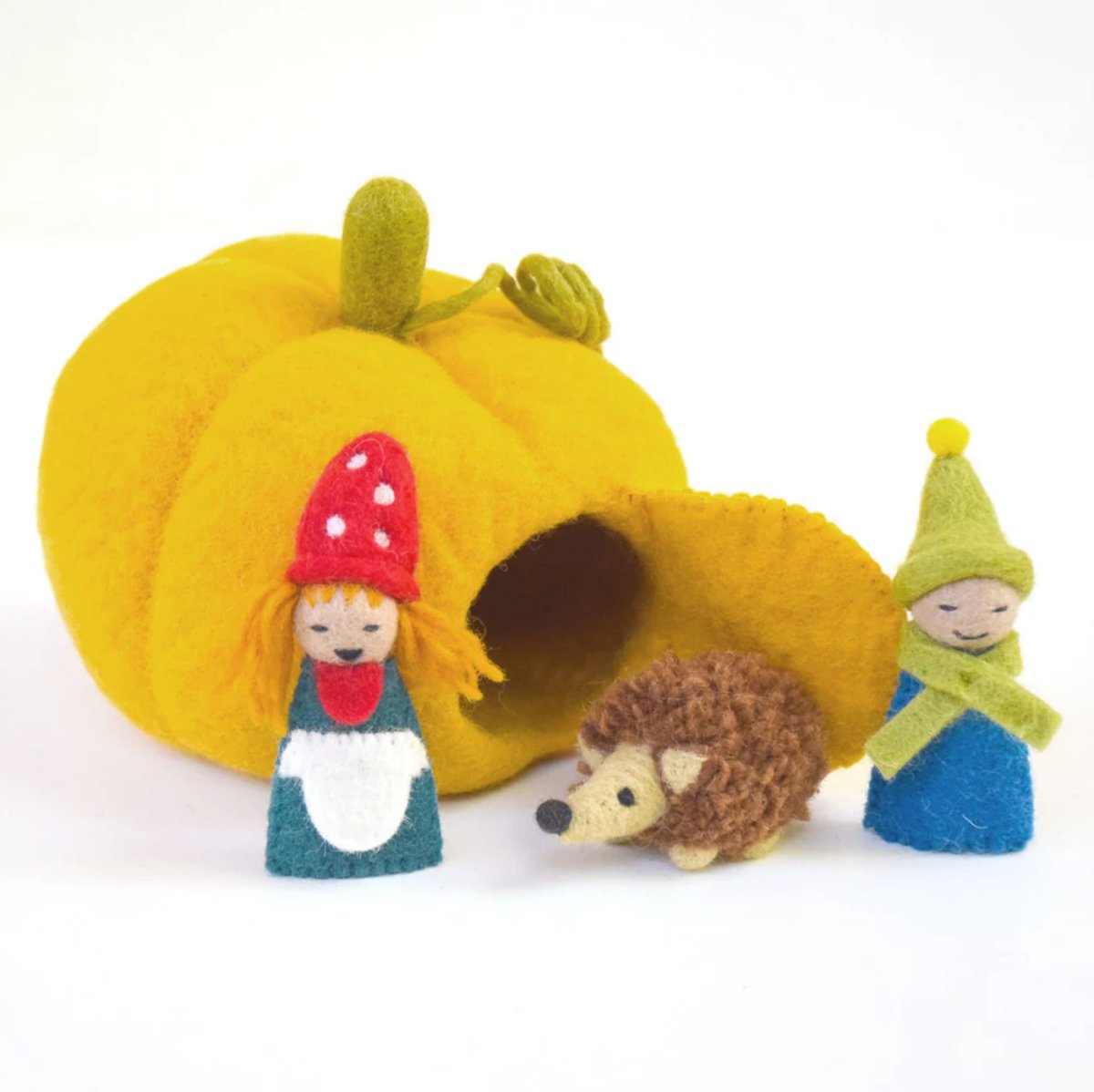 PREORDER: Felt Pumpkin House with Hedgehog - Tara Treasures