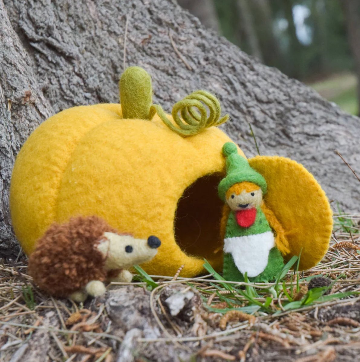 PREORDER: Felt Pumpkin House with Hedgehog - Tara Treasures