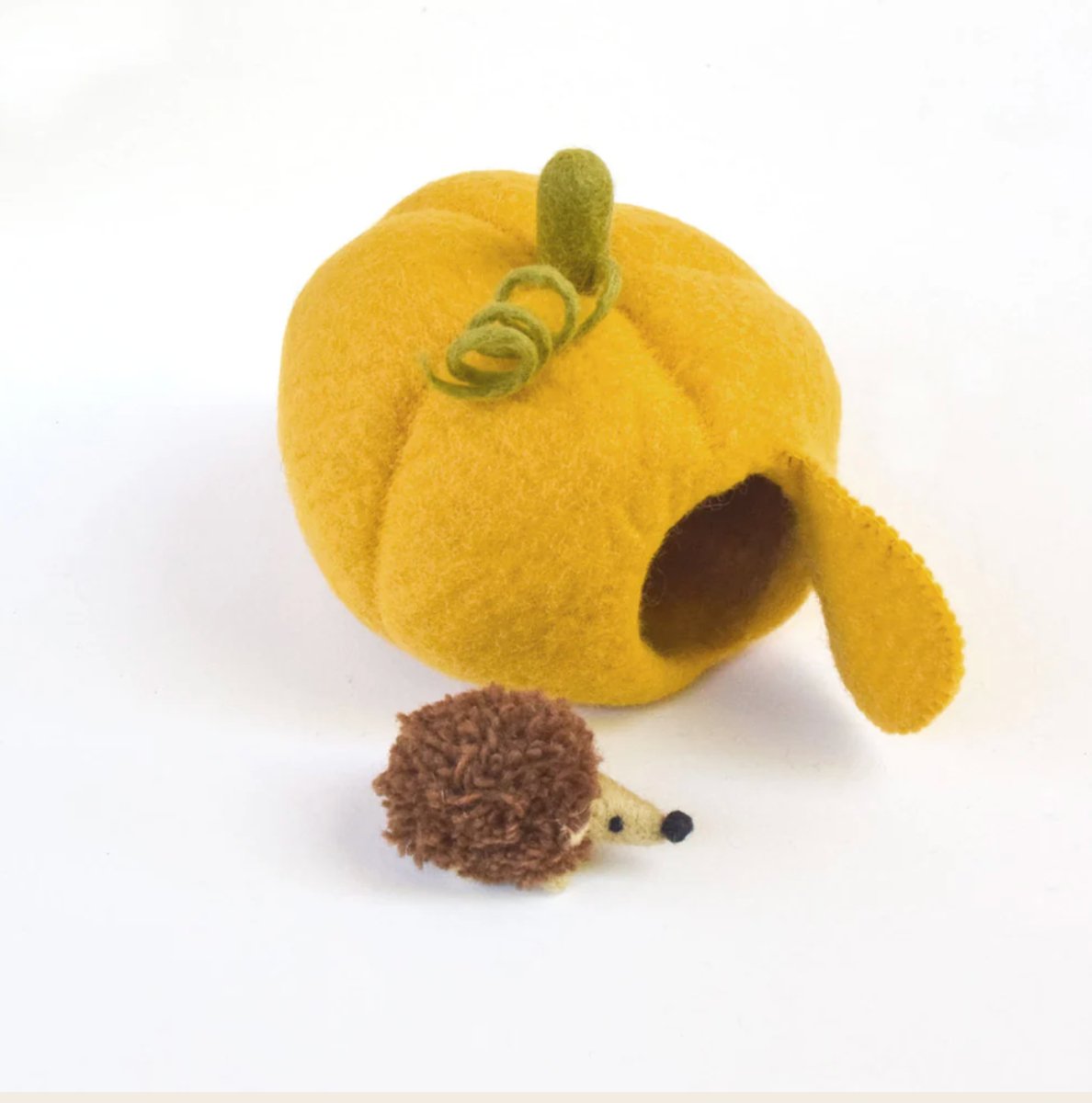 PREORDER: Felt Pumpkin House with Hedgehog - Tara Treasures