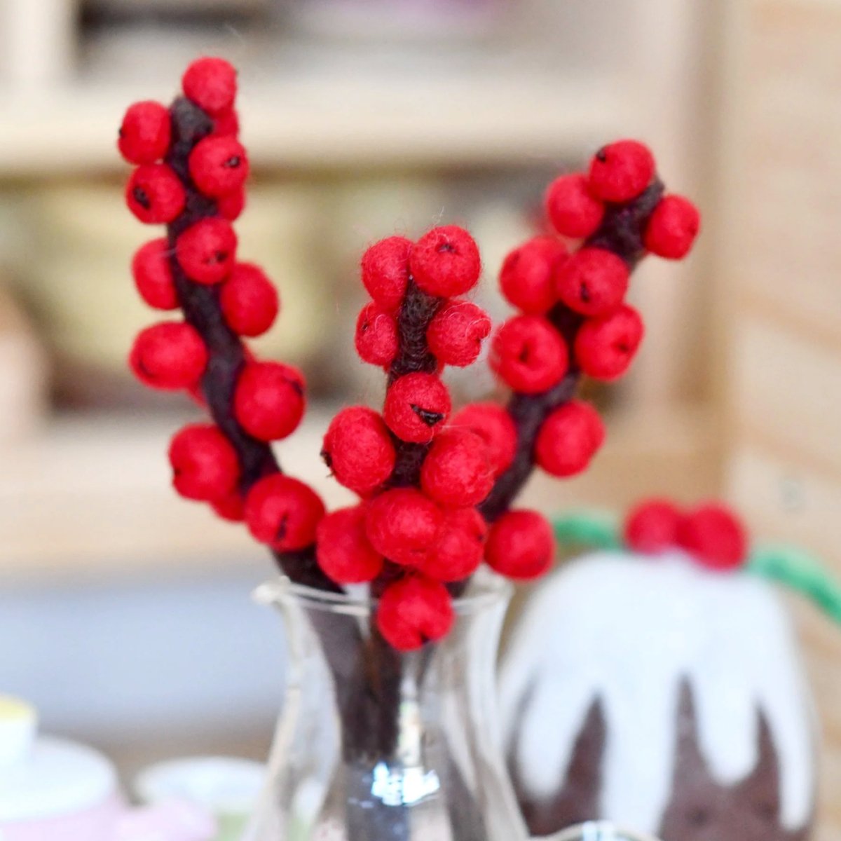 PREORDER: Felt Red Winter Berry Stems (Set of 3) - Tara Treasures