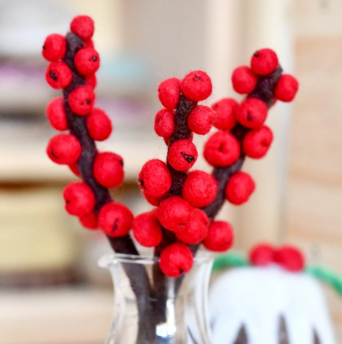 PREORDER: Felt Red Winter Berry Stems (Set of 3) - Tara Treasures