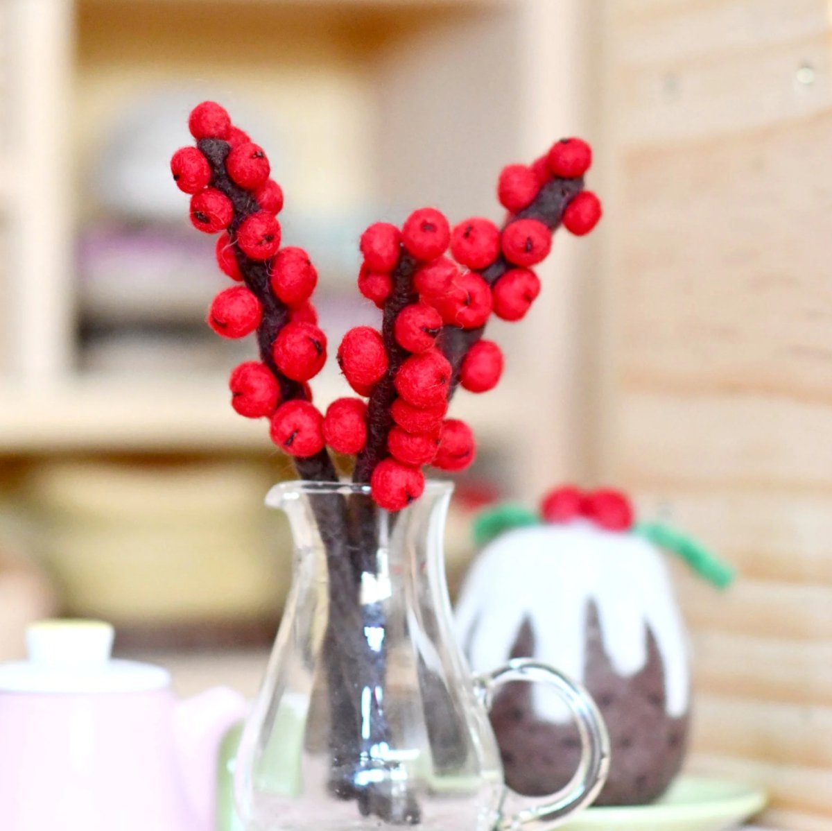 PREORDER: Felt Red Winter Berry Stems (Set of 3) - Tara Treasures