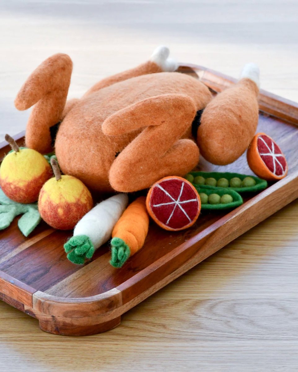 PREORDER: Felt Roast Turkey Play Food Set - Tara Treasures