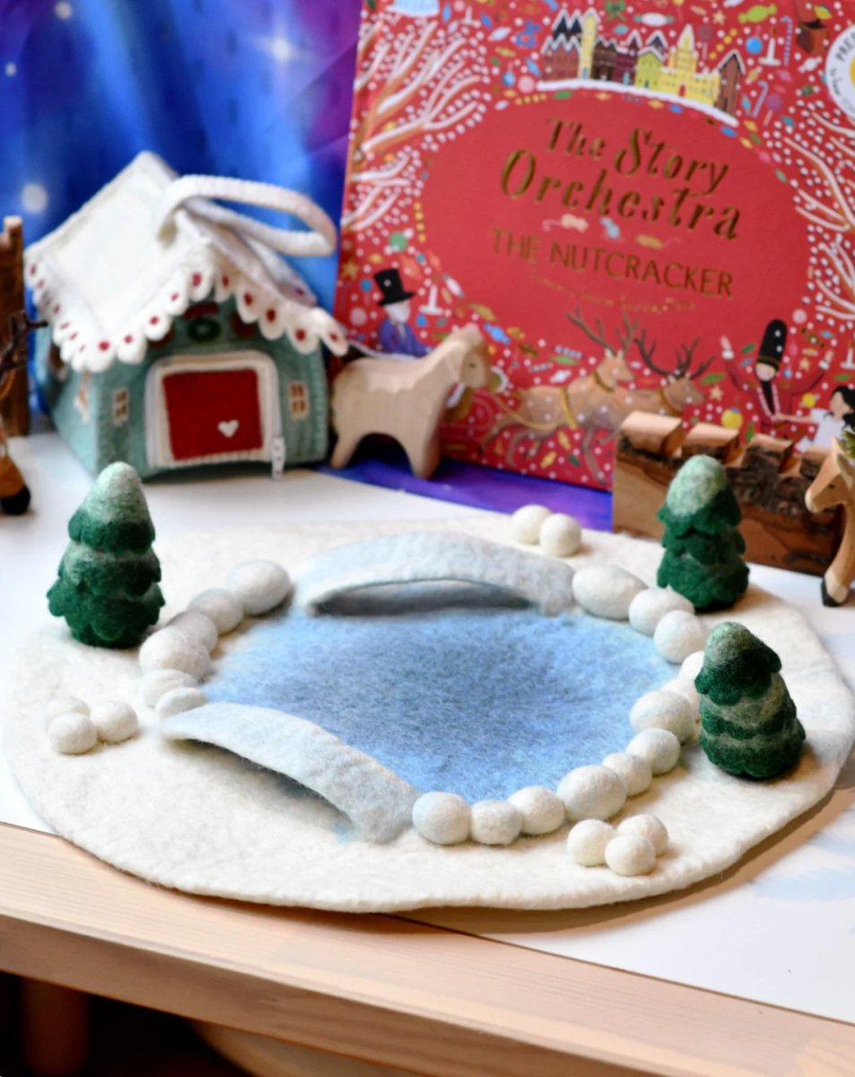 PREORDER: Felt Round Snow Ice Rink Play Mat Playscape | Tara Treasures