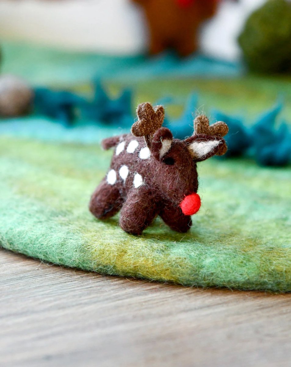 PREORDER: Felt Small Red - Nosed Reindeer Toy - Tara Treasures