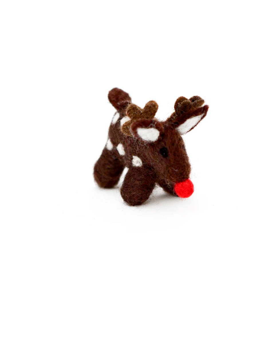 PREORDER: Felt Small Red - Nosed Reindeer Toy - Tara Treasures