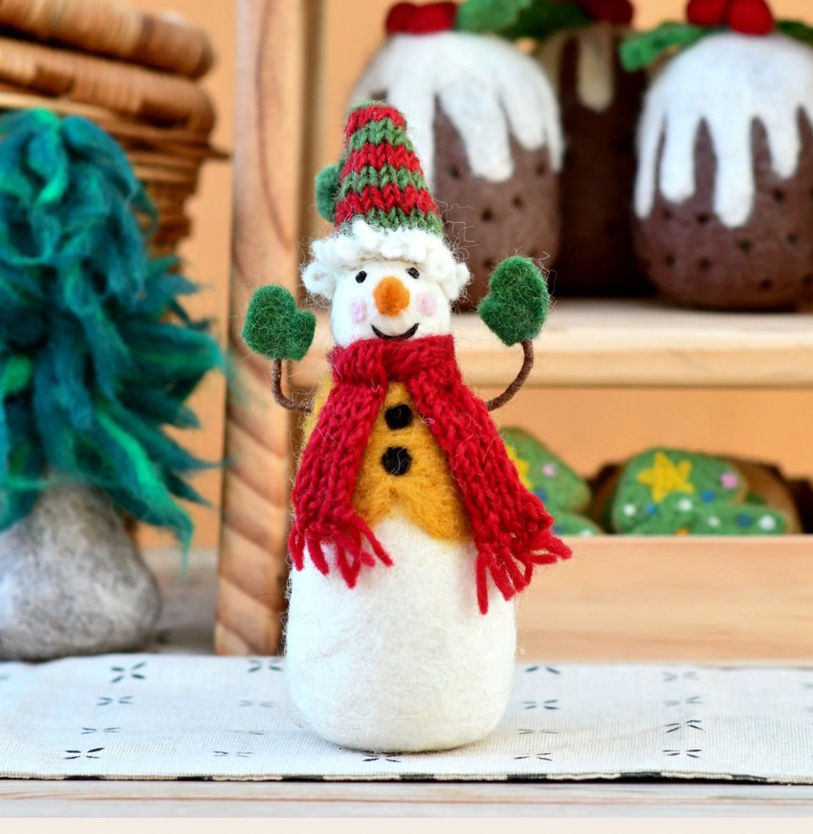 PREORDER: Felt Snowman with Knitted Cap - Tara Treasures