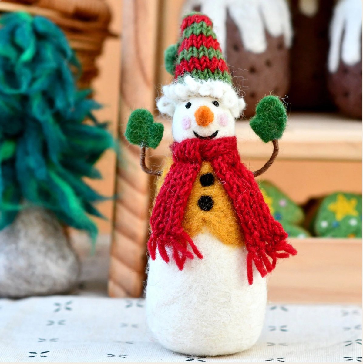 PREORDER: Felt Snowman with Knitted Cap - Tara Treasures