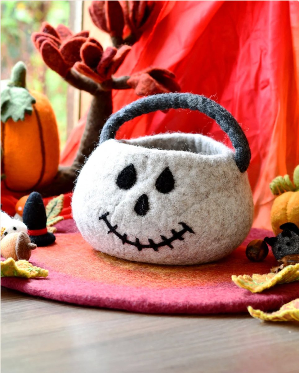 PREORDER: Felt Trick or Treat Spooky Skull Bag - Tara Treasures