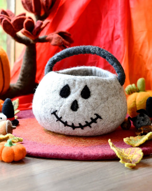 PREORDER: Felt Trick or Treat Spooky Skull Bag - Tara Treasures