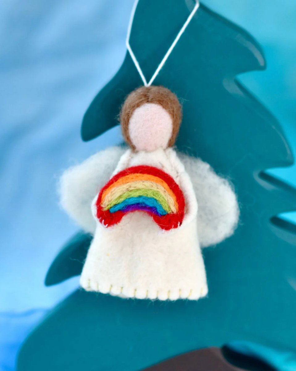 PREORDER: Felt Waldorf Diversity Angel with Rainbow - Tara Treasures