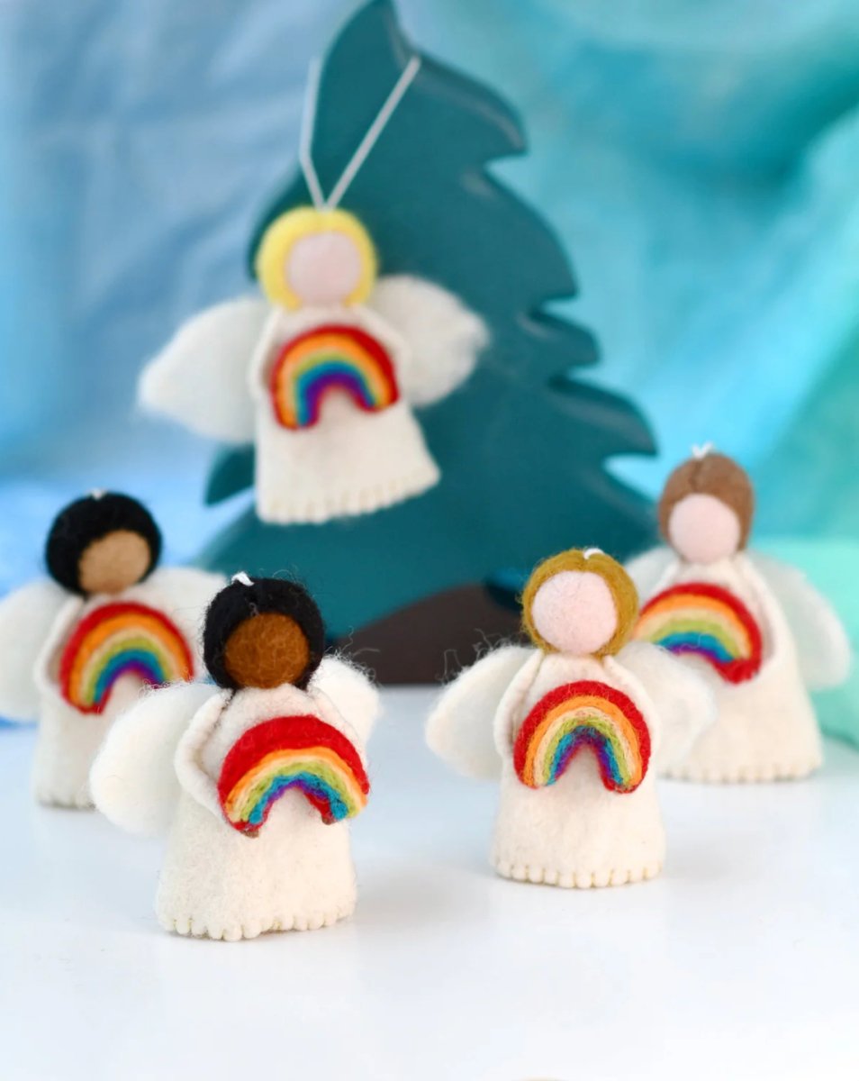 PREORDER: Felt Waldorf Diversity Angel with Rainbow - Tara Treasures