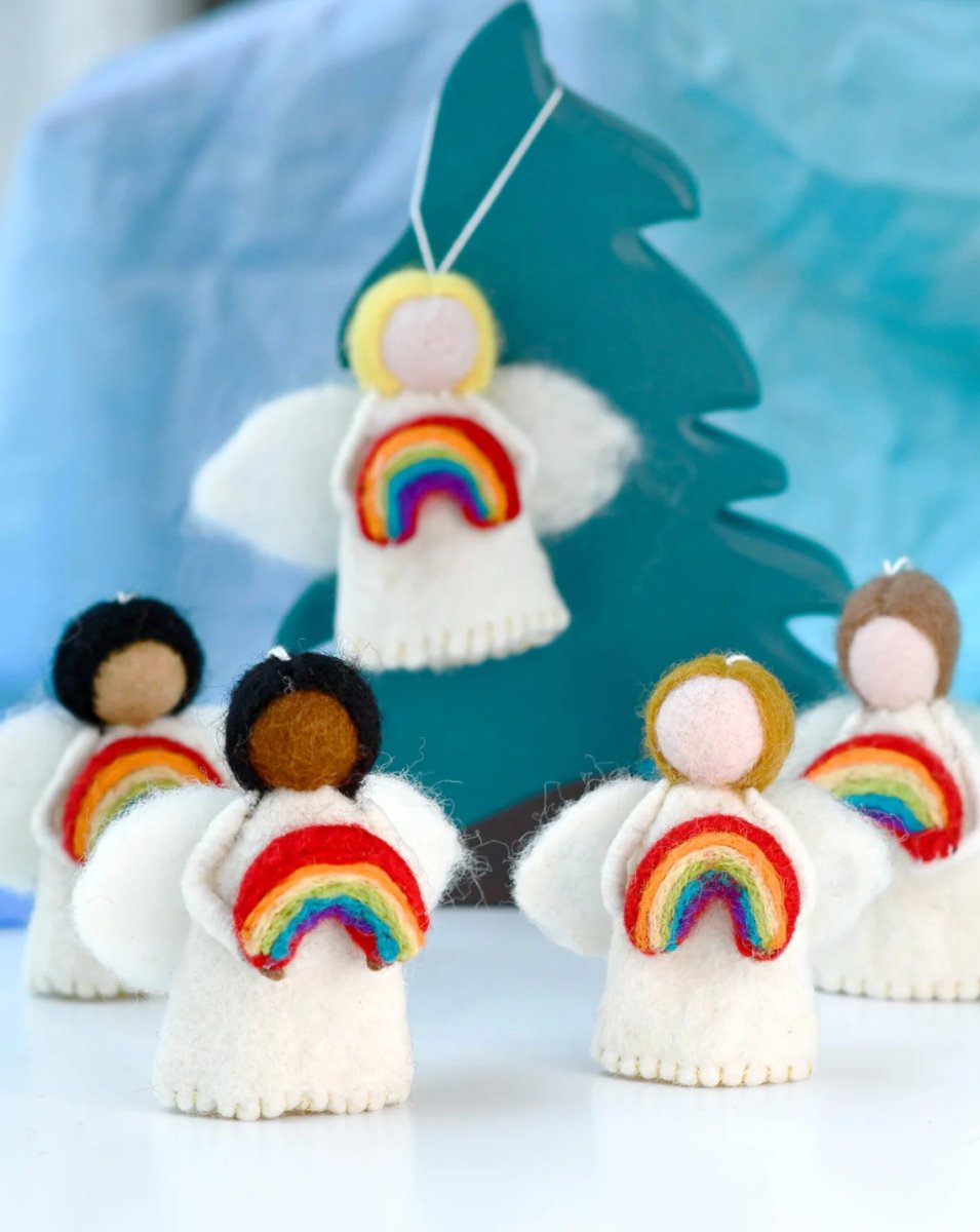 PREORDER: Felt Waldorf Diversity Angel with Rainbow - Tara Treasures