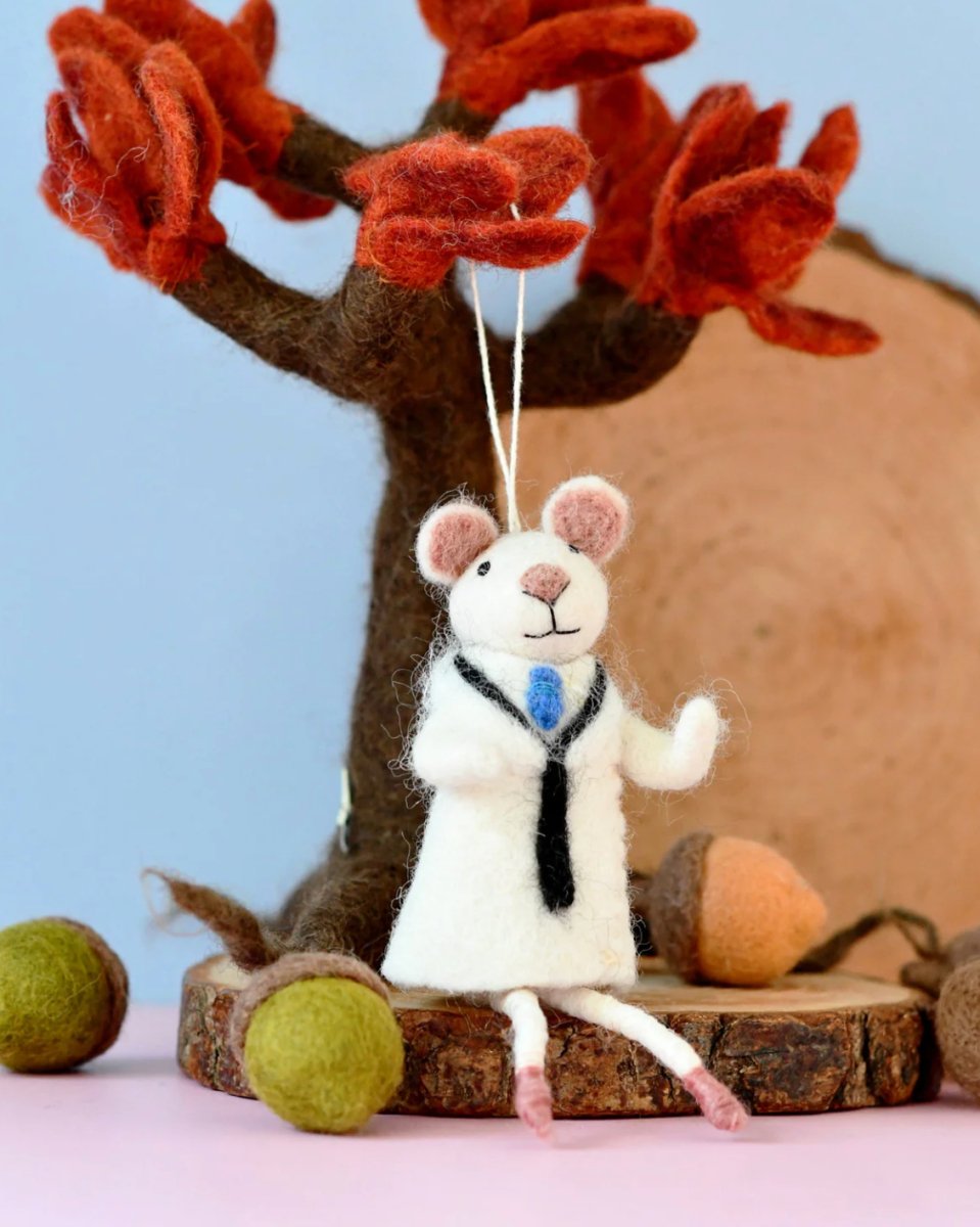 PREORDER: Felt White Mouse Doll Ornament - Tara Treasures