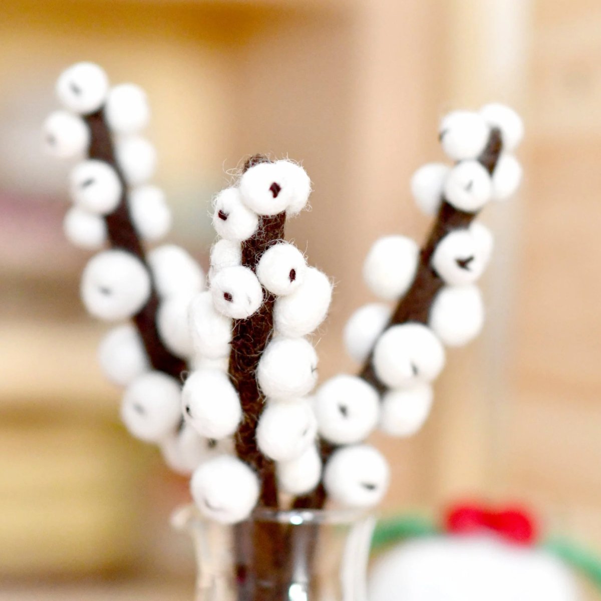 PREORDER: Felt White Winter Berry Stems (Set of 3) - Tara Treasures
