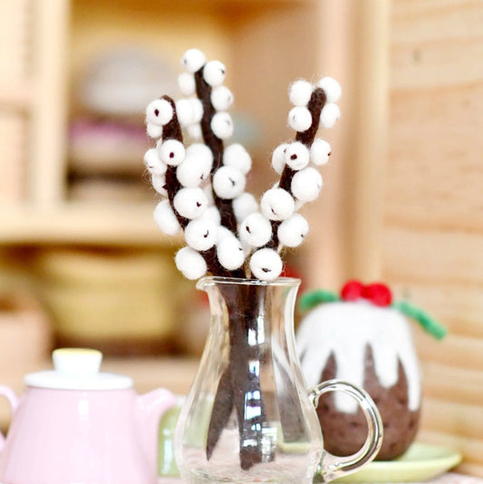 PREORDER: Felt White Winter Berry Stems (Set of 3) - Tara Treasures