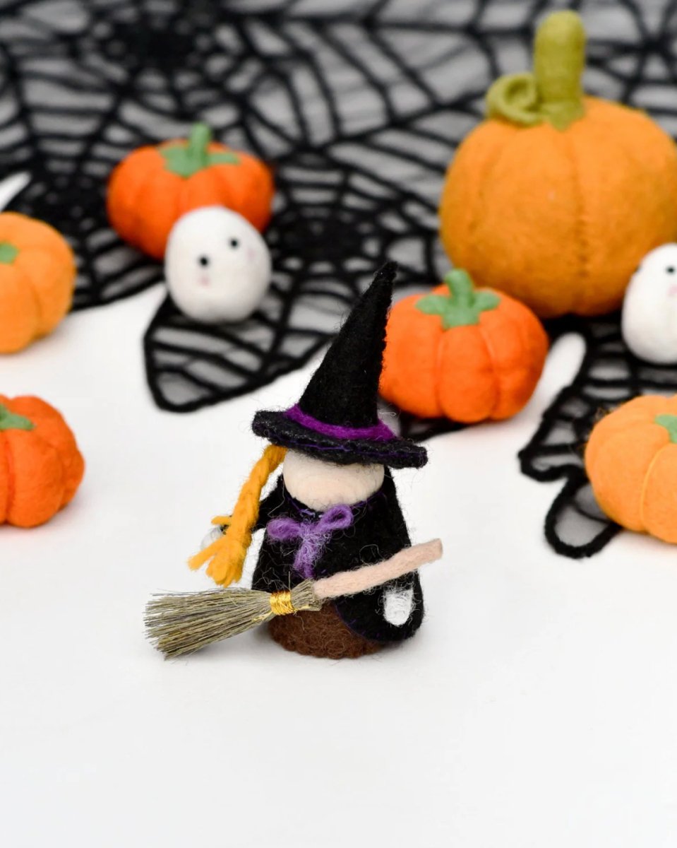 PREORDER: Felt Witch with Broom Peg Doll - Tara Treasures