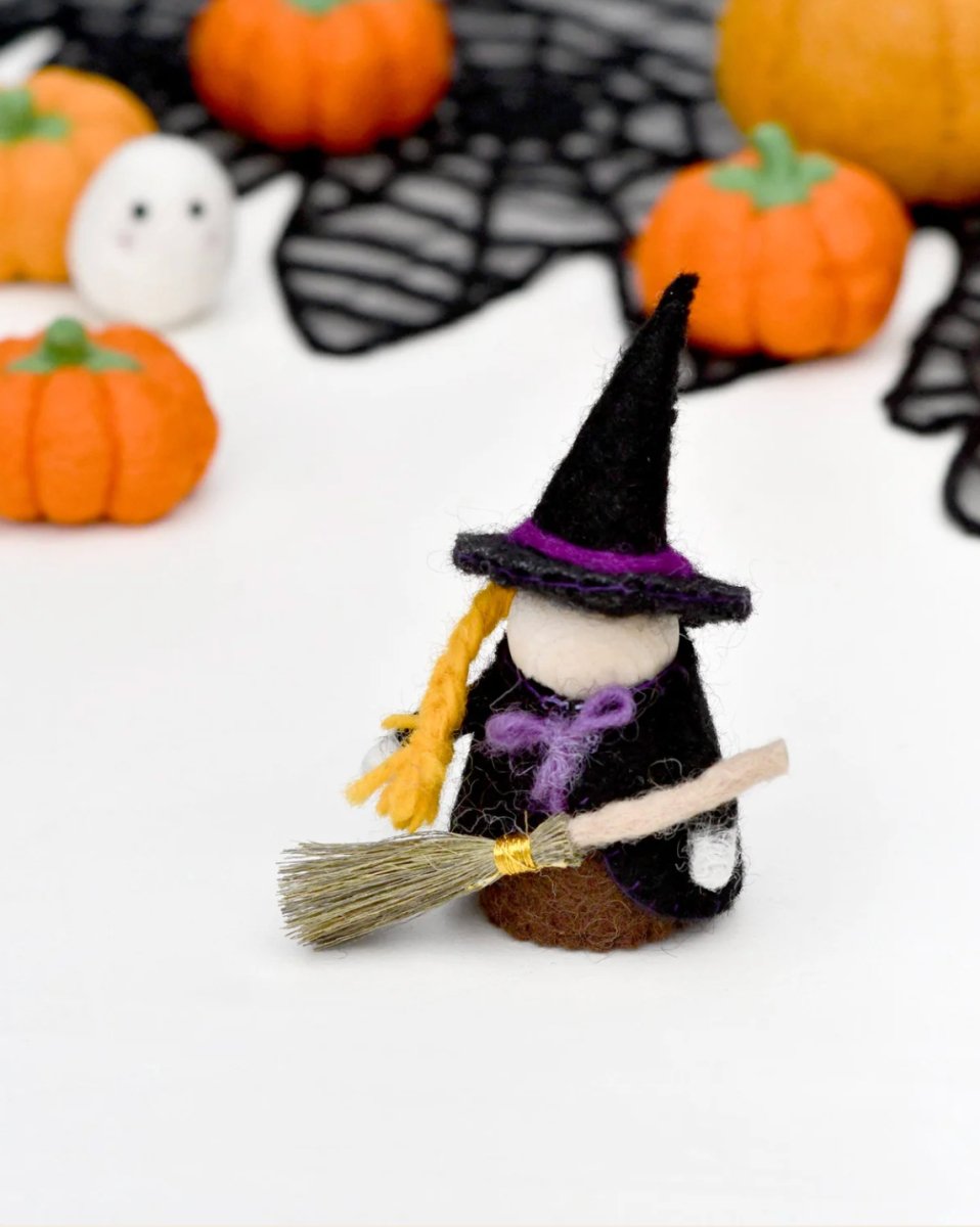 PREORDER: Felt Witch with Broom Peg Doll - Tara Treasures